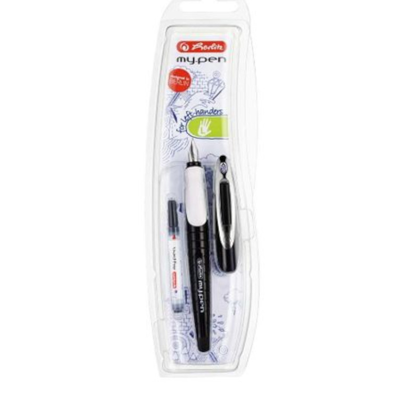 Stilou plastic cu patron, grip ergonomic HERLITZ My.Pen negru/alb Herlitz imagine 2022 depozituldepapetarie.ro