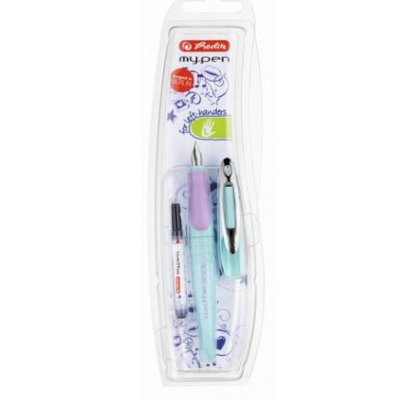 Stilou plastic cu patron, grip ergonomic HERLITZ My.Pen turcoaz/violet