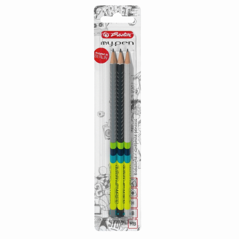 Creion fara guma H My.Pen, HB + B, 3buc./set, Herlitz
