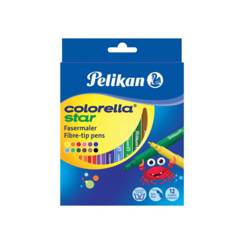 Carioci colorella star, 12 culori/set, varf 0.8mm, Pelikan Pelikan