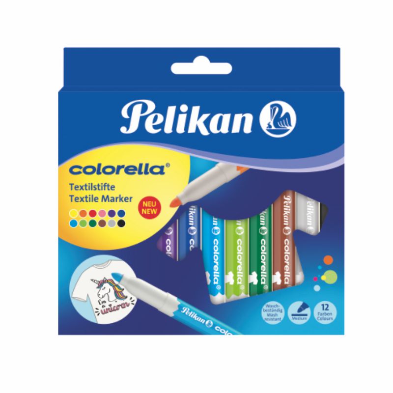 Carioci colorella textile, 12 culori/set, Pelikan Pelikan