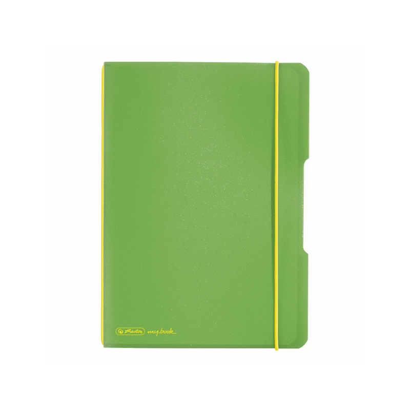 Caiet My.Book Flex A5, 40 file, matematica, coperta verde deschis transparent, elastic galben