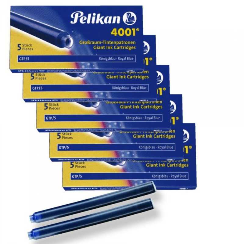 Patroane cerneala mari, 5 buc/cut, albastru royal, Pelikan Pelikan