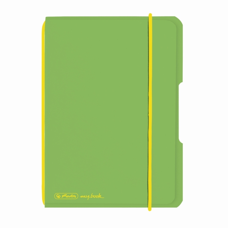 Caiet My.Book Flex A6, 40 file, matematica, coperta verde deschis transparent, elastic galben