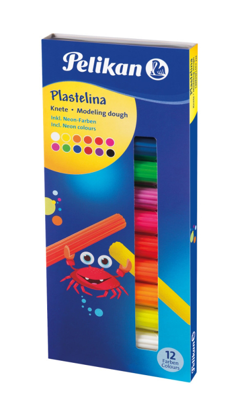 Plastilina, 12culori fluorescente/set, Pelikan