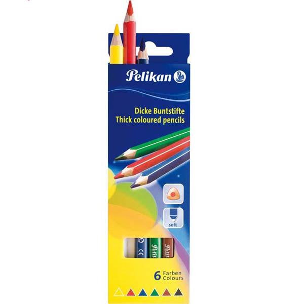 Creioane color groase 6culori, 175mm, triunghiulare, Pelikan Pelikan imagine 2022 depozituldepapetarie.ro