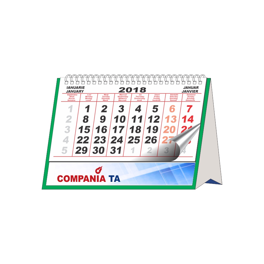 Calendar de birou Premium, verde Akko