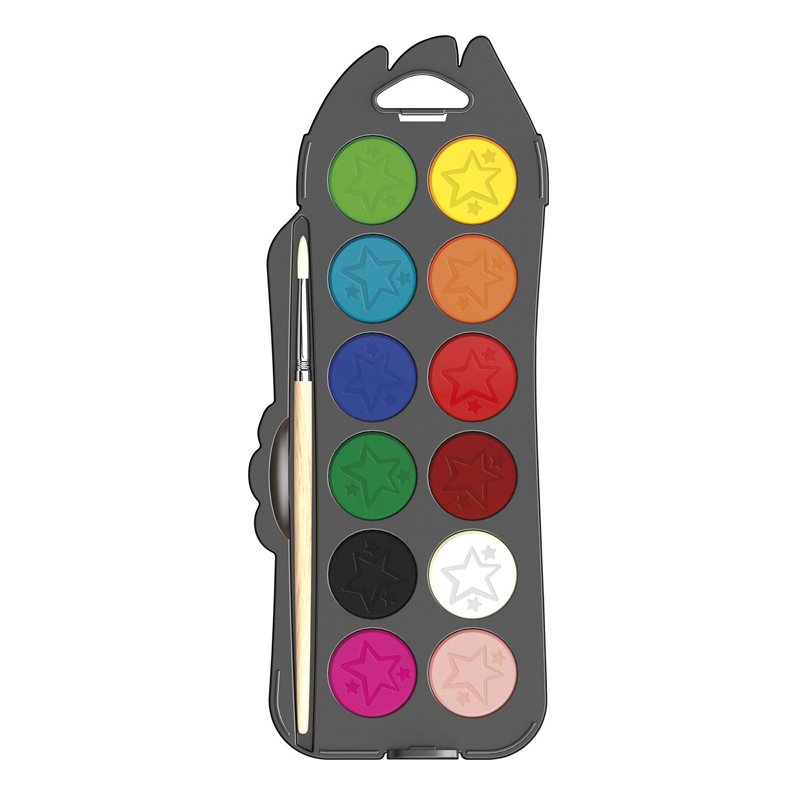 Acuarele Color’Peps, 12 culori/set (30mm), pensula inclusa, Maped