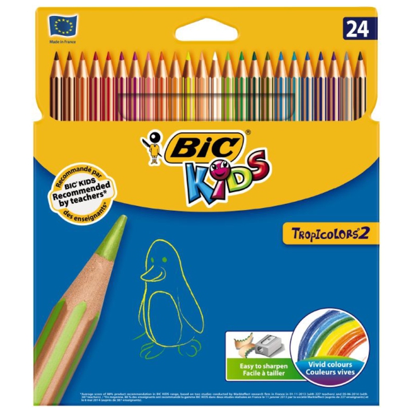 Creioane color, 24 culori, Tropicolors Bic Bic imagine 2022 depozituldepapetarie.ro