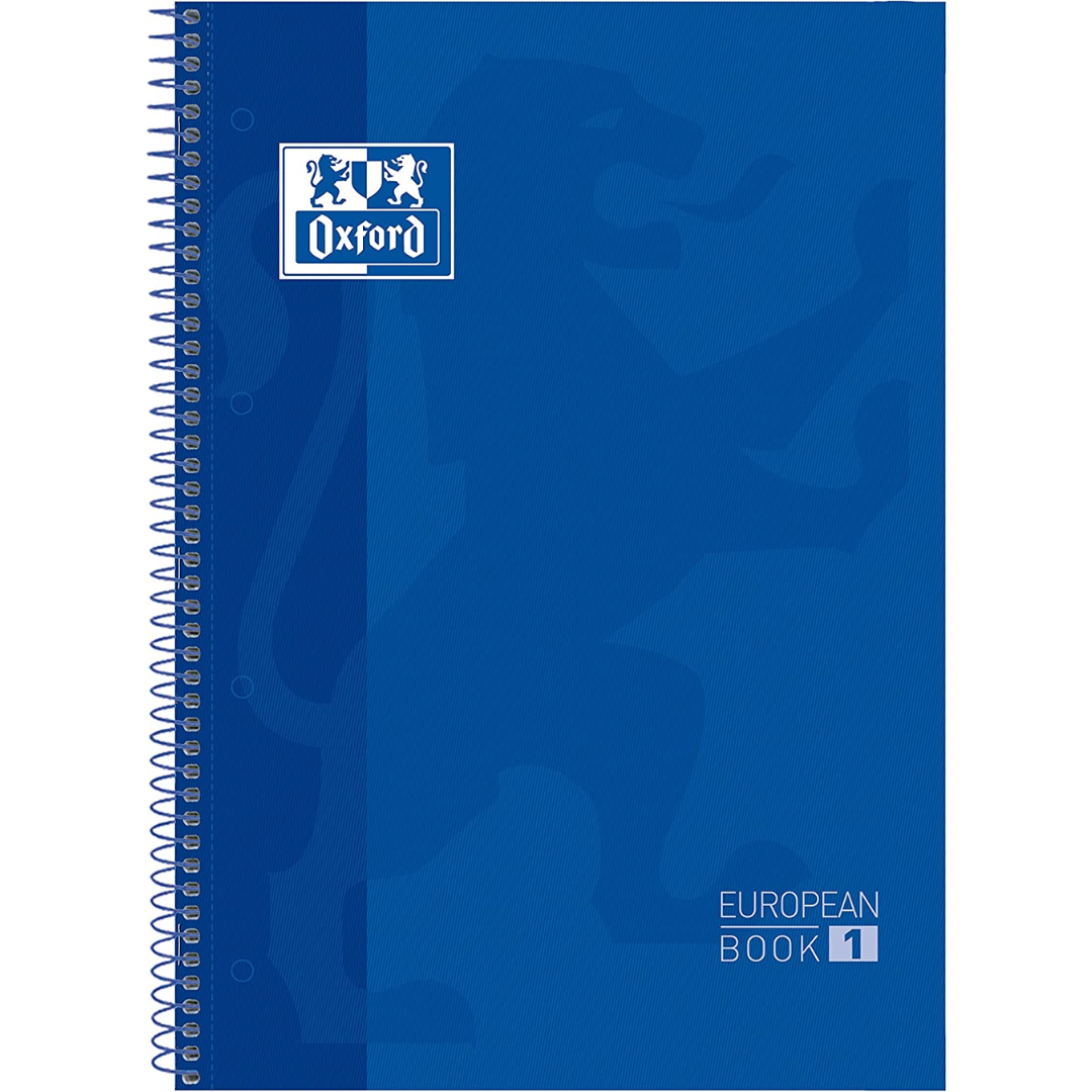 Caiet cu spira A4+, 80 file-90g/mp, matematica, hardcover, Scribzee, Oxford Europeanbook 1, bleumarin