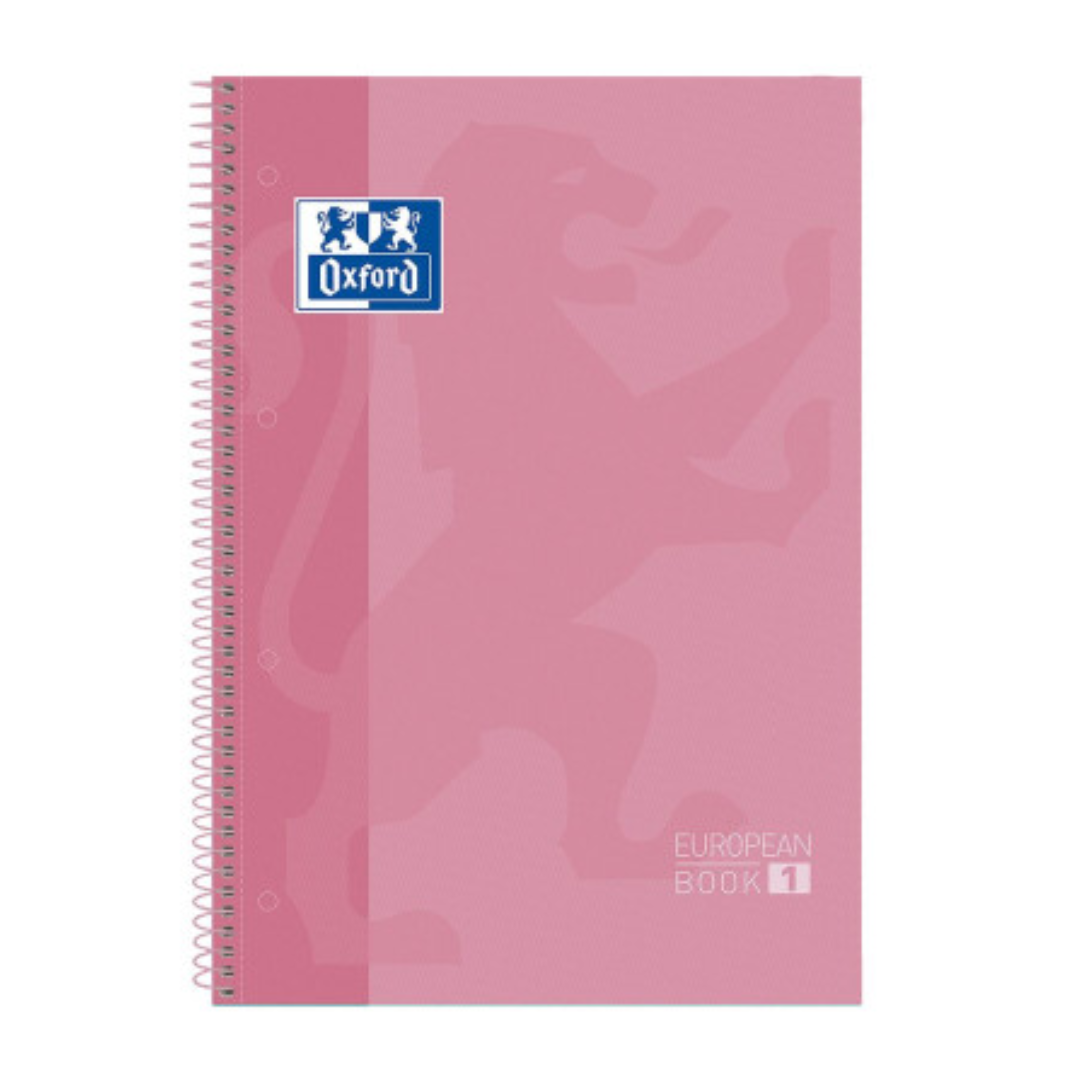 Caiet cu spira A4+, 80 file, dictando, hardcover, Scribzee, Oxford Europeanbook 1, roz
