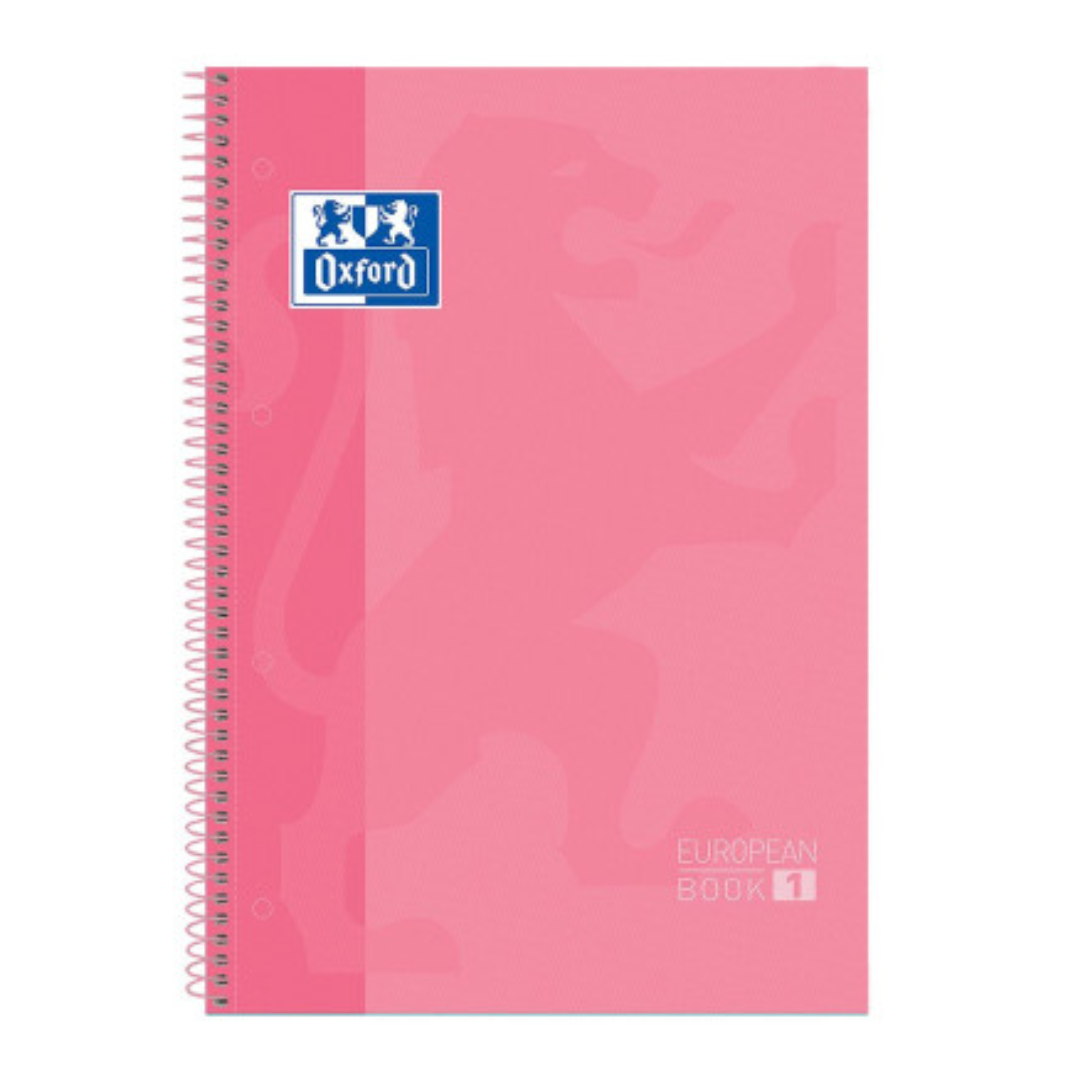 Caiet cu spira A4+, 80 file, matematica, hardcover, Scribzee, Oxford Europeanbook 1, roz