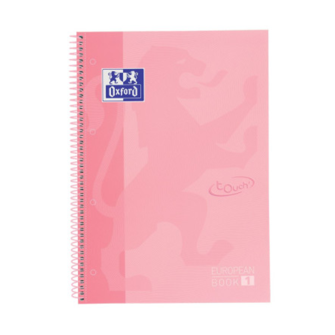 Caiet cu spira A4+, 80 file-90g/mp, matematica, hardcover, Scribzee, Oxford Europeanbook 1, roz pastel