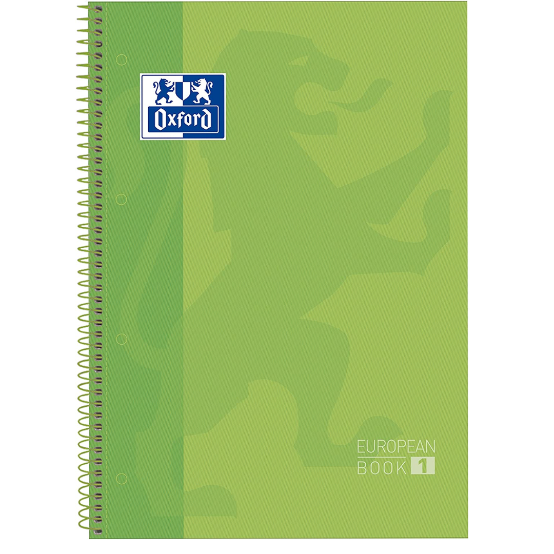 Caiet cu spira A4+, 80 file-90g/mp, dictando, hardcover, Scribzee, Oxford Europeanbook 1, verde