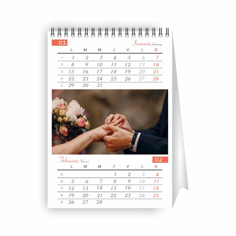 Calendar de birou personalizat, 6+1file, Model B 6+1file