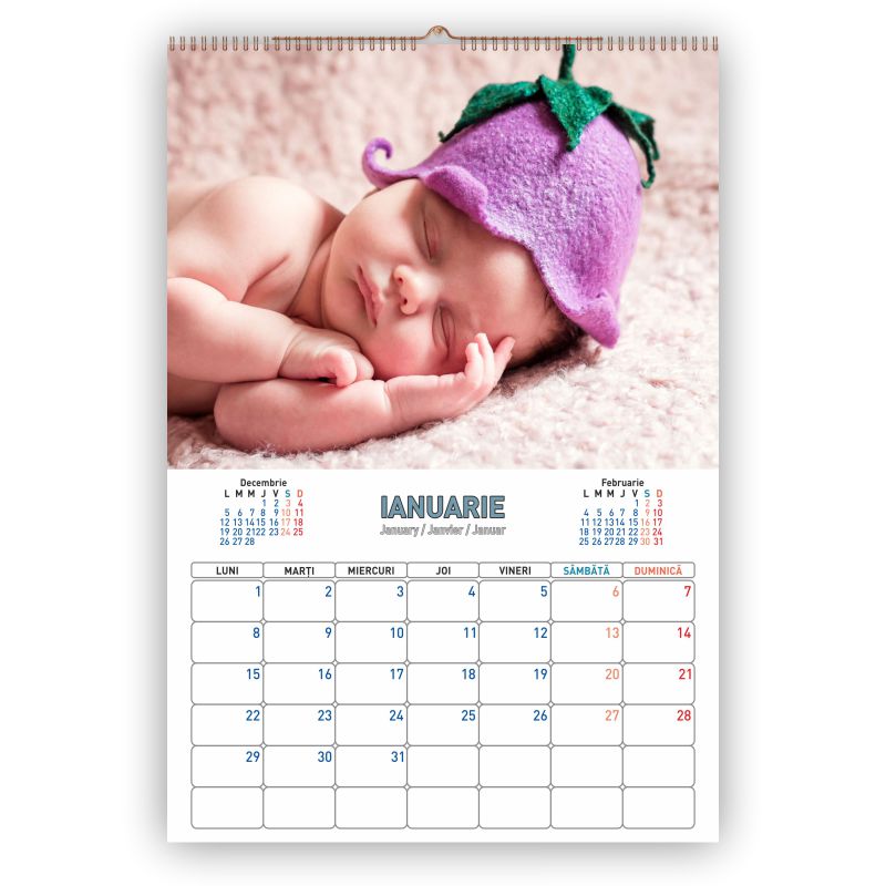 Calendar de perete personalizat, 12+1 file, 30x44cm, Model A Akko poza 2021