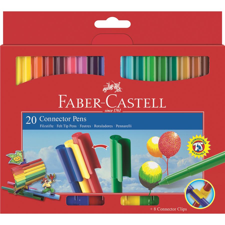 Carioci Connector, 20 culori, Faber-Castell Faber-Castell poza 2021