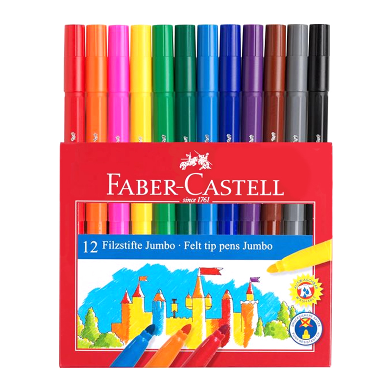 Carioci Jumbo, 12 culori, Faber-Castell Faber-Castell imagine 2022 cartile.ro