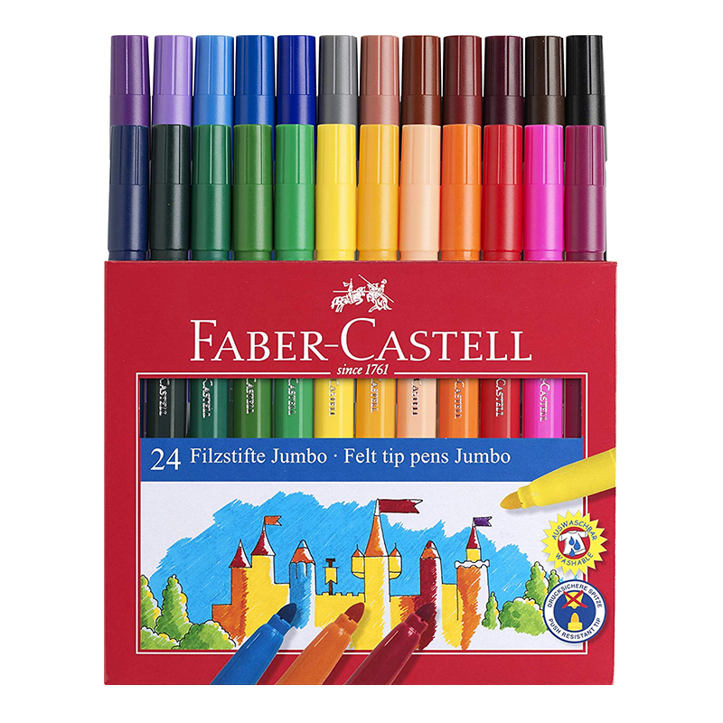 Carioci Jumbo, 24 culori, Faber-Castell Faber-Castell imagine 2022 depozituldepapetarie.ro