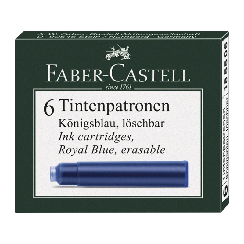 Patroane cerneala mici, 6 buc/cut, albastre, Faber-Castell Faber-Castell imagine 2022 depozituldepapetarie.ro