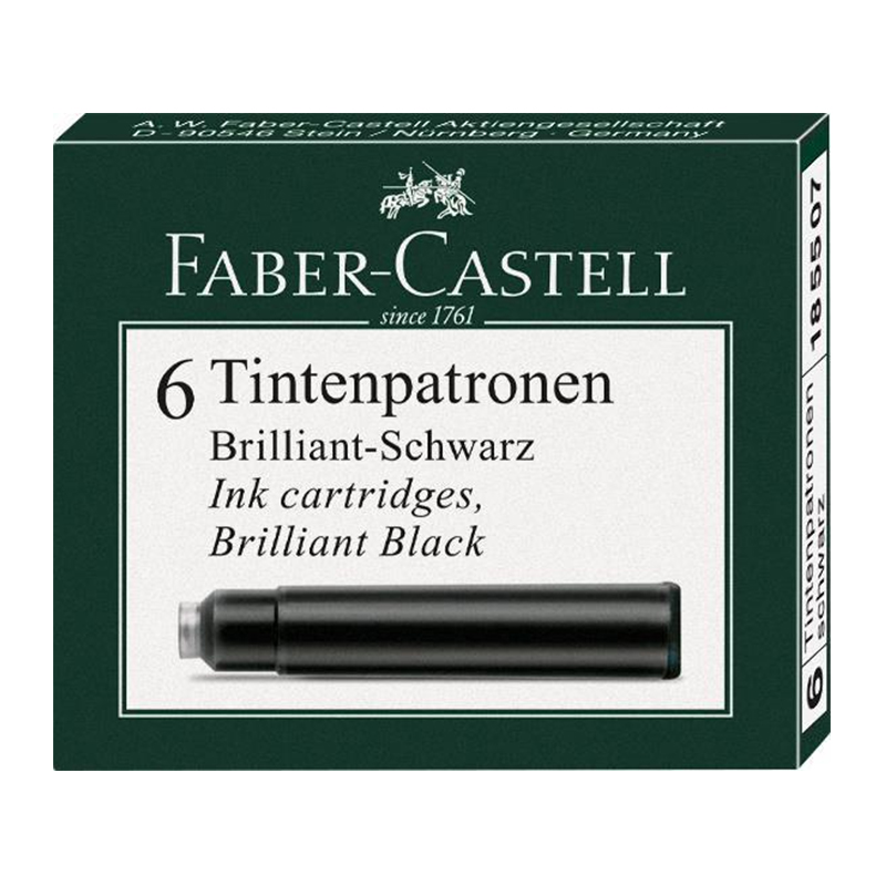 Patroane cerneala mici, 6 buc/cut, negre, Faber-Castell Faber-Castell imagine 2022 depozituldepapetarie.ro