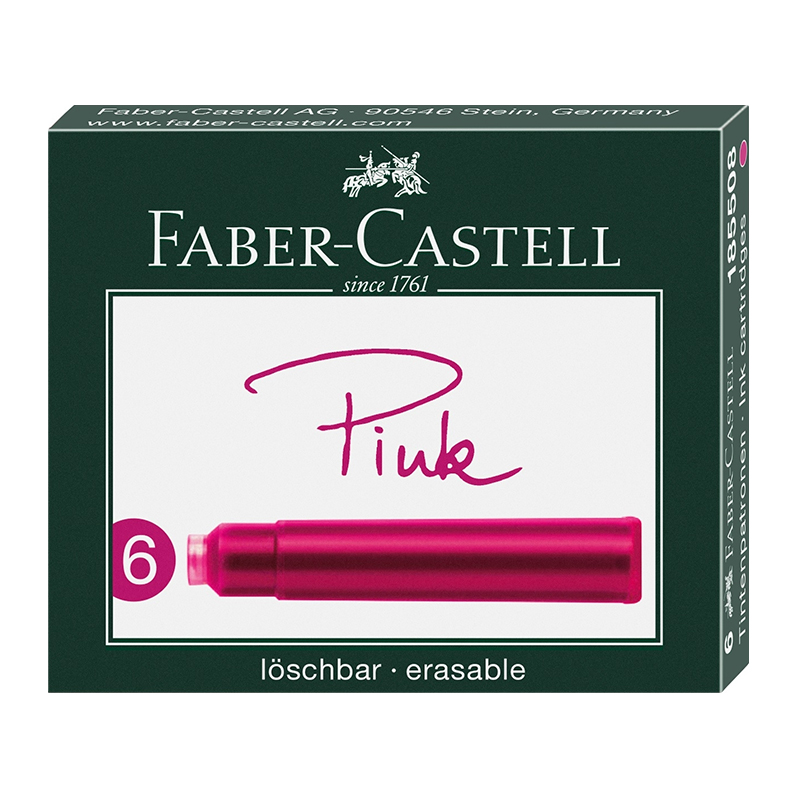 Patroane cerneala mici, 6 buc/cut, roz, Faber-Castell Faber-Castell poza 2021