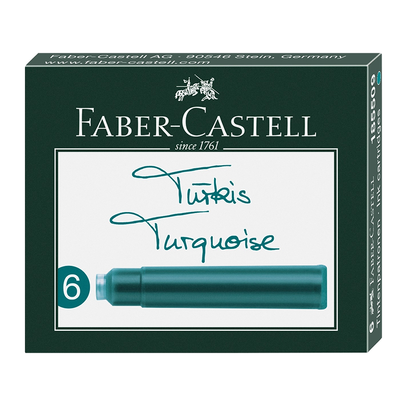 Patroane cerneala mici, 6 buc/cut, turcoaz, Faber-Castell Faber-Castell imagine 2022 depozituldepapetarie.ro