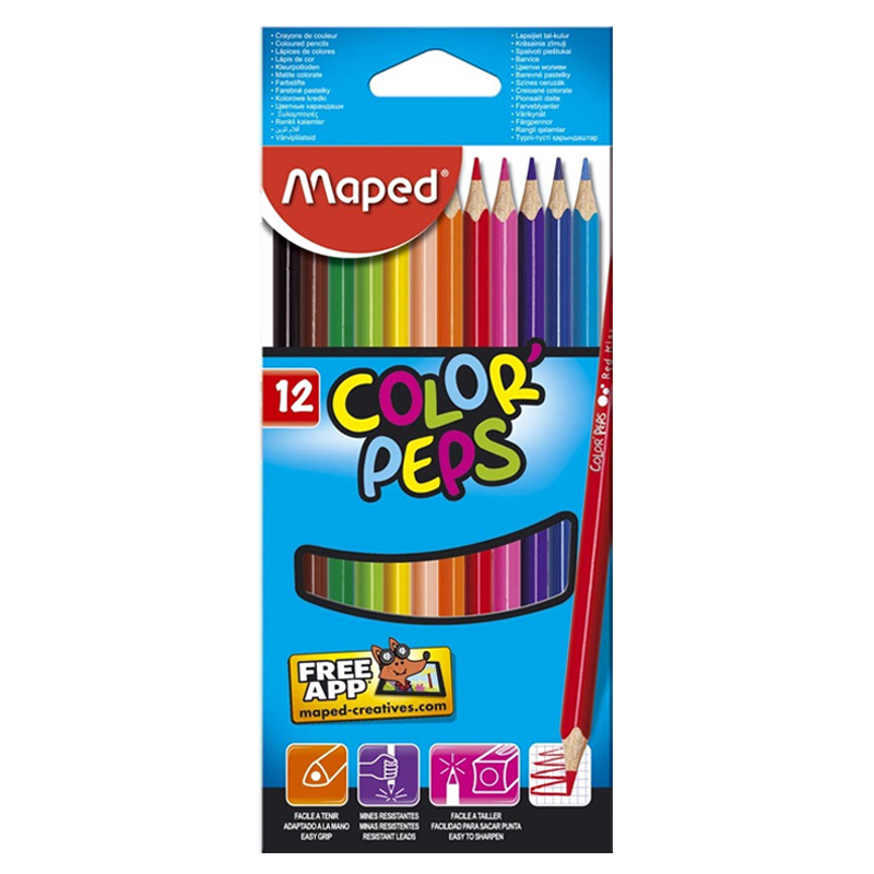 Creioane colorate Color’Peps 12 culori/set, Maped Maped imagine 2022 depozituldepapetarie.ro