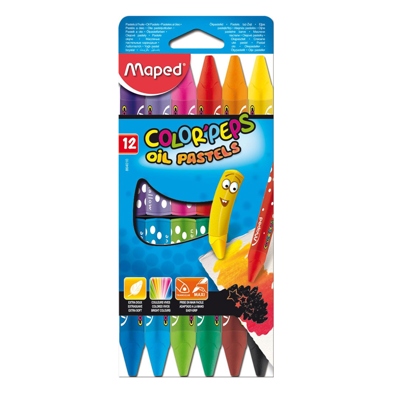 Creioane cerate Maped Color’Peps pe baza de ulei 12 culori/set Maped