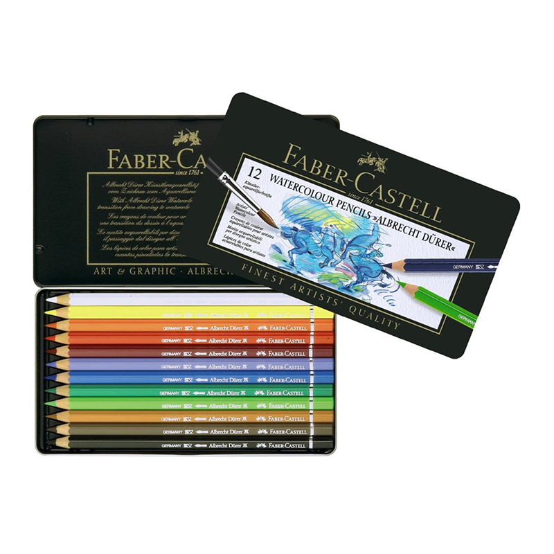 Creioane color acuarelabile Albrecht Drer, 12 culori, Faber-Castell Faber-Castell imagine 2022 cartile.ro