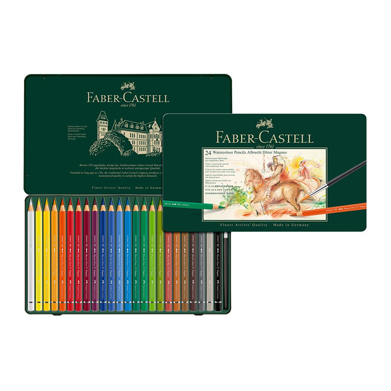 Creioane color acuarelabile Albrecht Drer Magnus, 24 culori, pensula inclusa, Faber-Castell Faber-Castell imagine 2022 cartile.ro