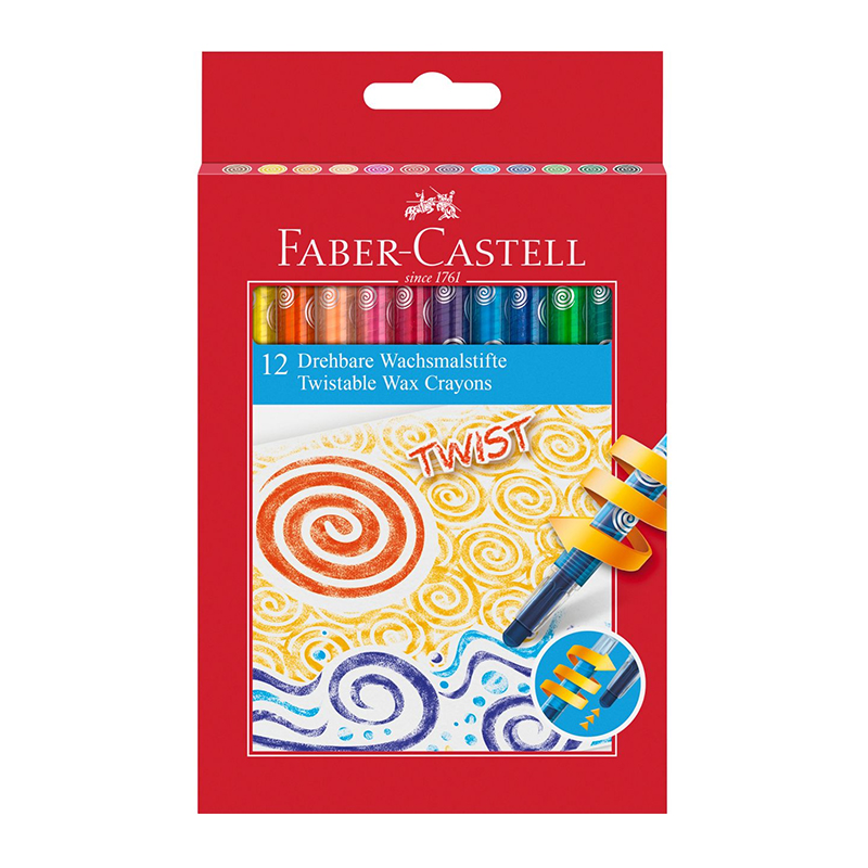 Creioane cerate retractabile, 12 culori, Faber-Castell Faber-Castell poza 2021