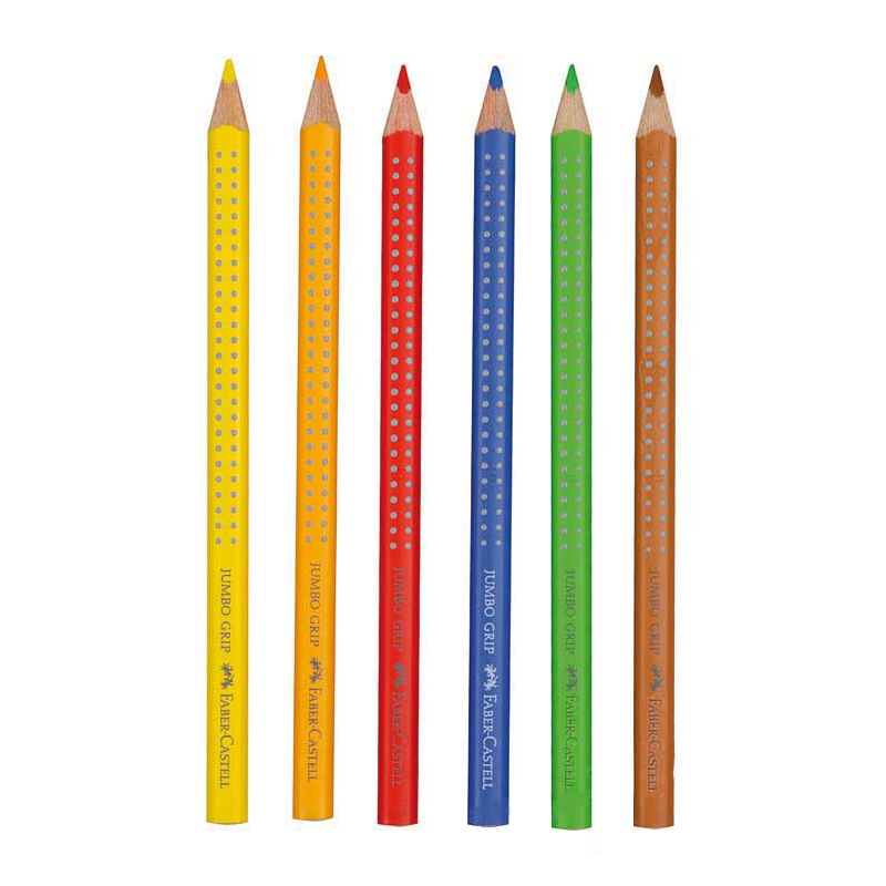 Creioane color Jumbo Grip, 6 culori, Faber-Castell