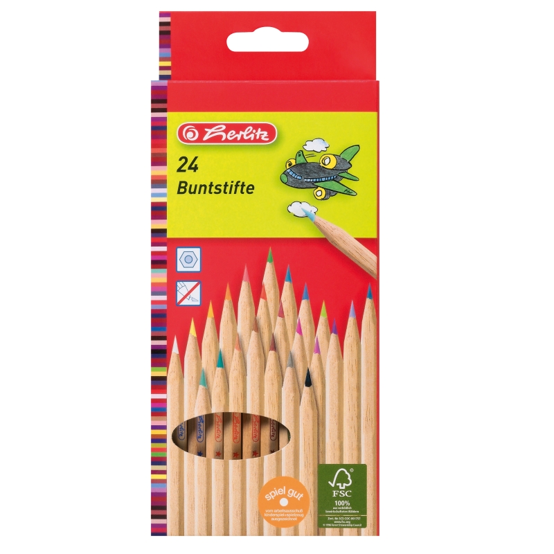 Creioane color, natur, 24 culori, Herlitz Herlitz imagine 2022 depozituldepapetarie.ro