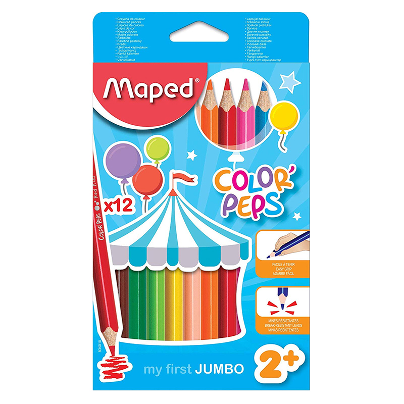 Creioane colorate Color’Peps My First Jumbo, 12 culori/set, Maped Maped imagine 2022 depozituldepapetarie.ro