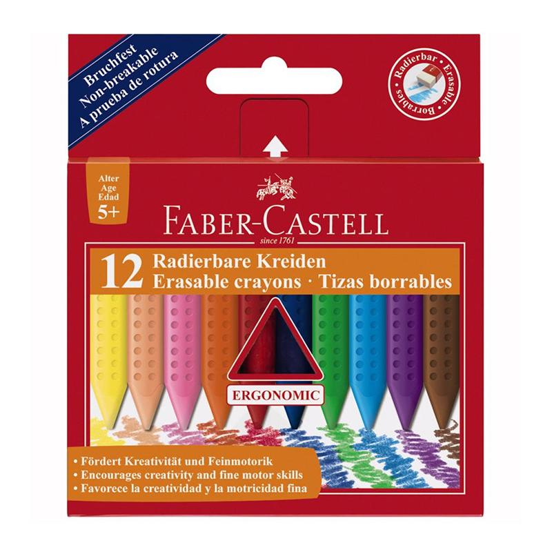 Creioane color plastic Grip, 12 culori, Faber-Castell Faber-Castell imagine 2022 depozituldepapetarie.ro