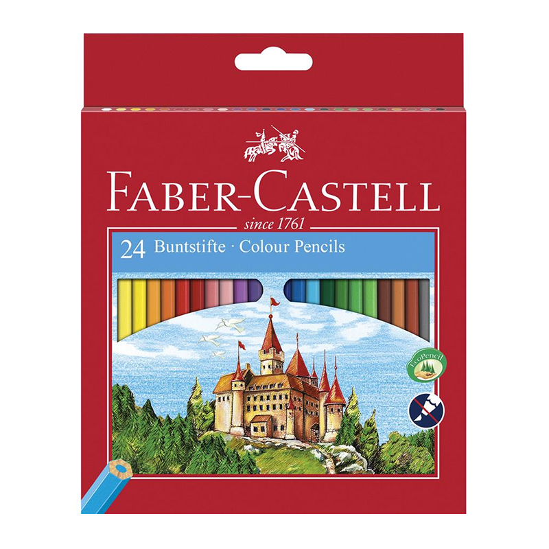 Creioane color hexagonale, 24 culori, Faber-Castell