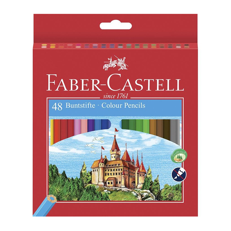 Creioane color, 48 culori, ascutitoare inclusa, Faber-Castell Faber-Castell imagine 2022 cartile.ro