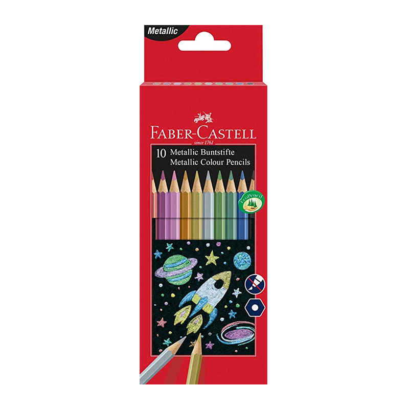 Creioane color metalizate, 10 culori, Faber-Castell Faber-Castell imagine 2022 cartile.ro