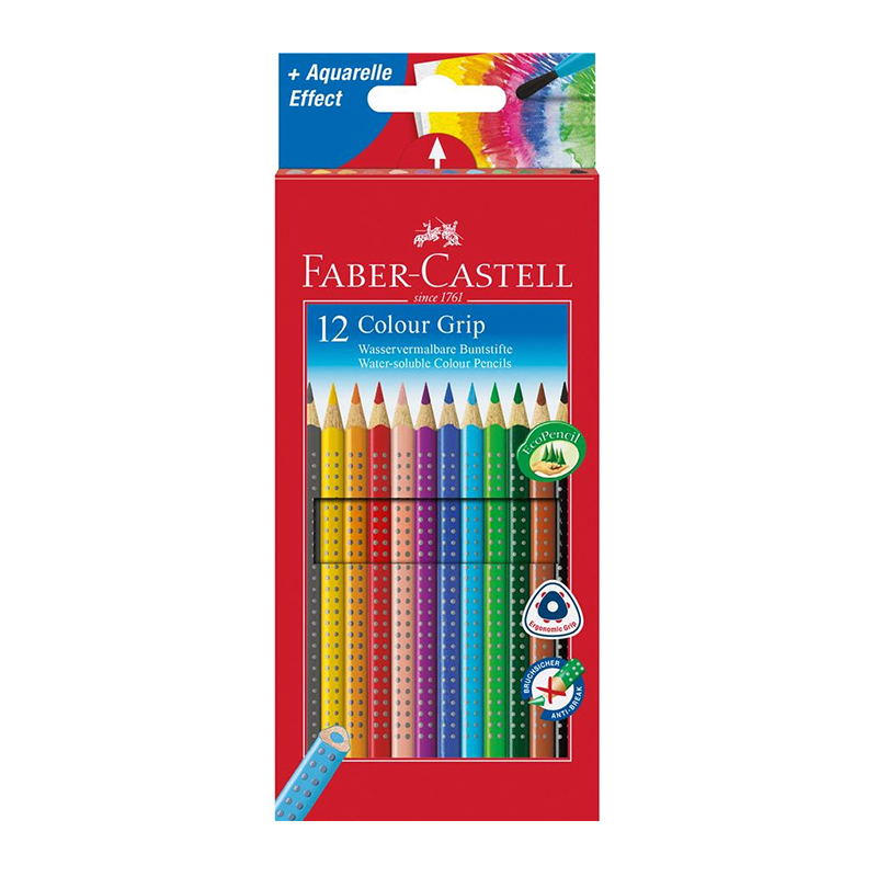 Creioane Colour Grip 2001, 12 culori, Faber-Castell