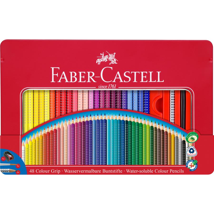 Creioane color, 48 culori, cutie metal, Faber-Castell