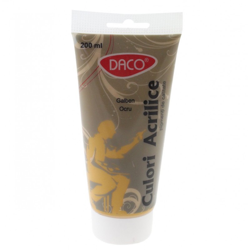 Culoare acrilica, galben ocru, 200 ml, Daco Daco imagine 2022 depozituldepapetarie.ro