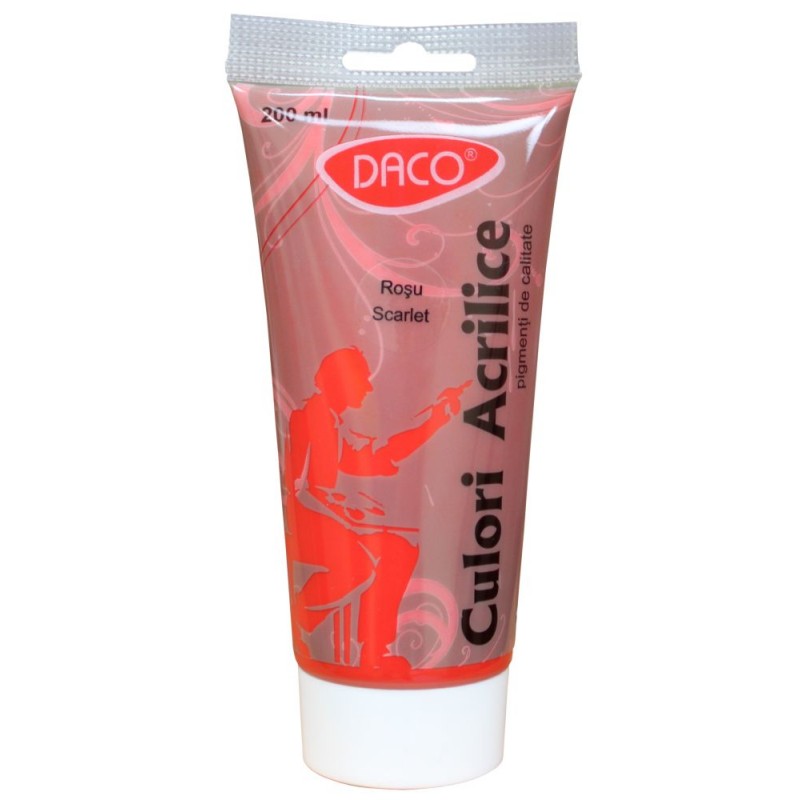 Culoare acrilica, rosu scarlet 200 ml, Daco Daco imagine 2022 cartile.ro