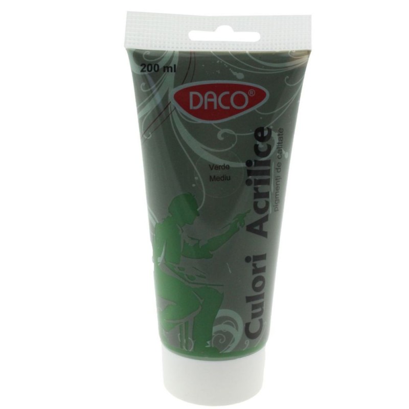 Culoare acrilica, verde mediu, 200 ml, Daco