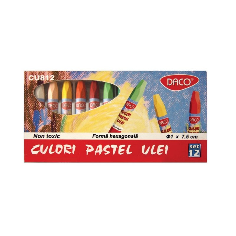 Creioane color pastel ulei 12 culori, Daco Daco imagine 2022 cartile.ro