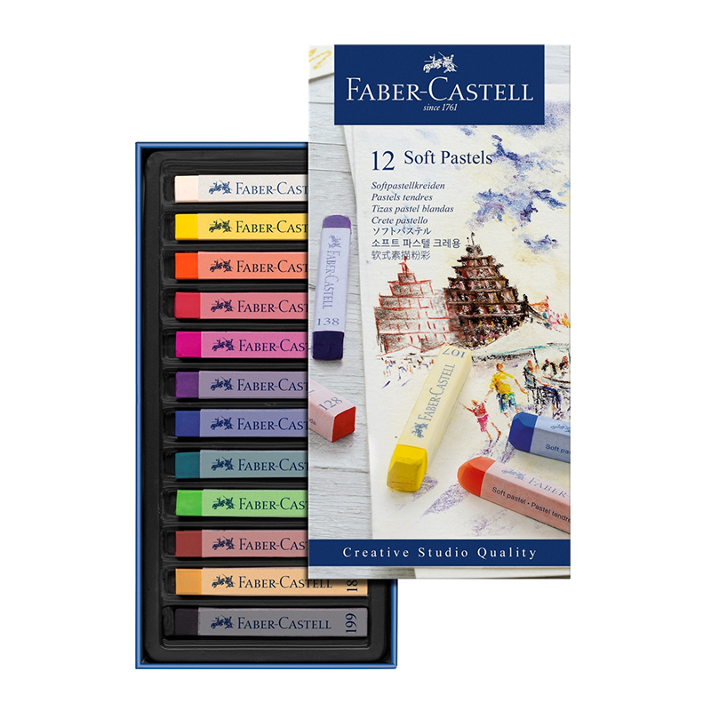 Creioane pastel soft, 12 culori, Faber-Castell