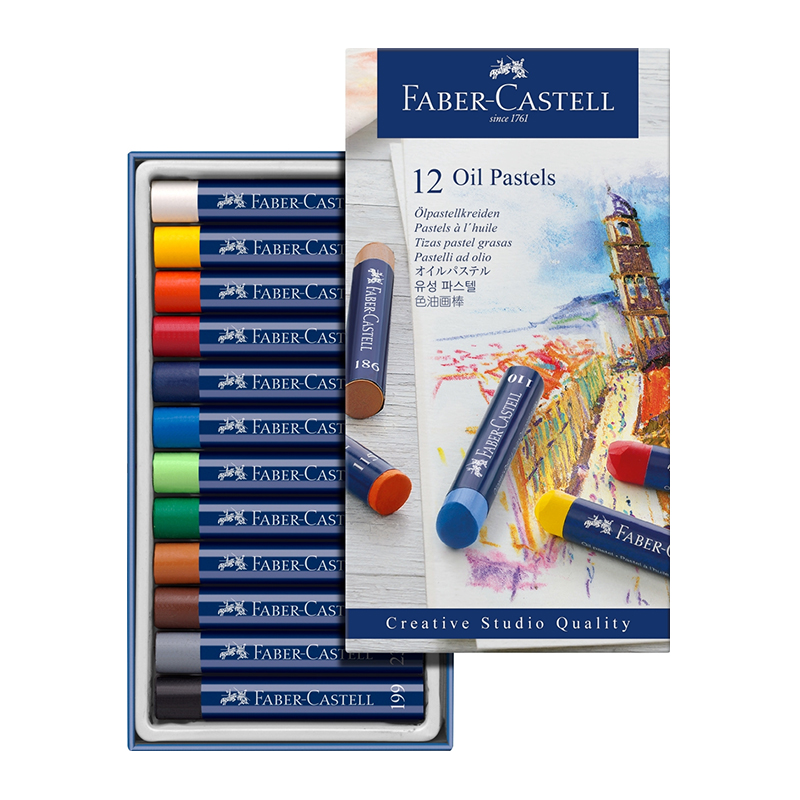 Creioane ulei pastel, 12 culori, Faber-Castell Faber-Castell imagine 2022 depozituldepapetarie.ro
