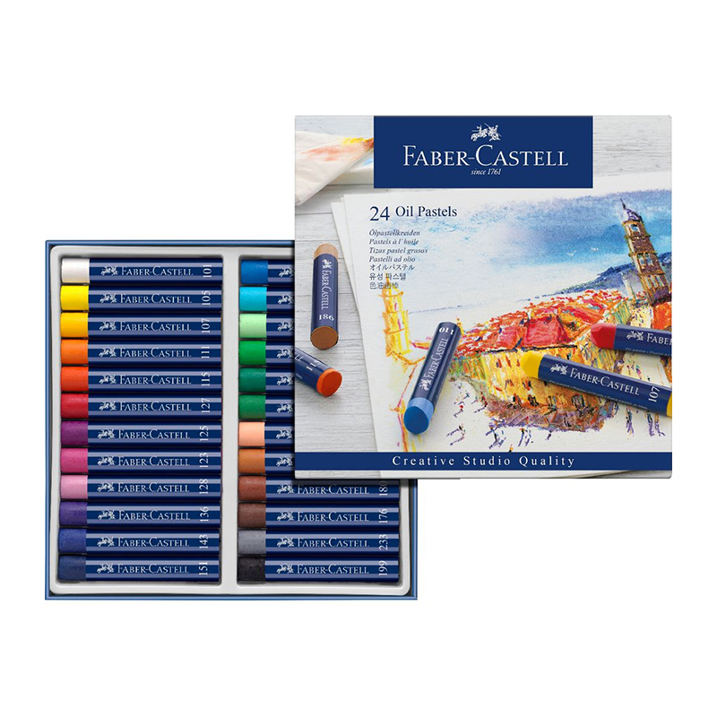 Creioane ulei pastel, 24 culori, Faber-Castell Faber-Castell imagine 2022 depozituldepapetarie.ro