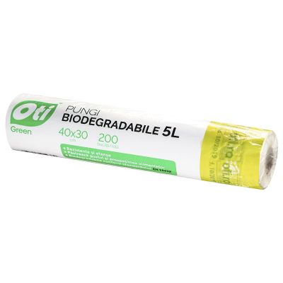Pungi alimentare biodegradabile, 40x30cm, 200buc/rola, Oti Green