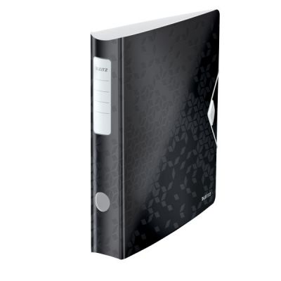 Biblioraft A4, 65mm, polyfoam, Leitz Active WOW 180°, negru metalizat